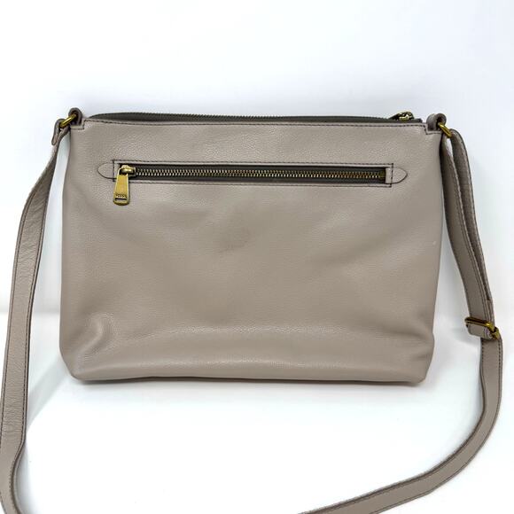 FOSSIL Kinley Leather Crossbody Bag Light Gray Bone Neutral Minimalist Classic - Picture 7 of 14